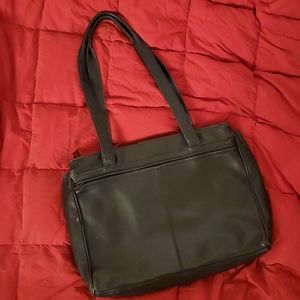 Soft black leather Tignanello laptop bag